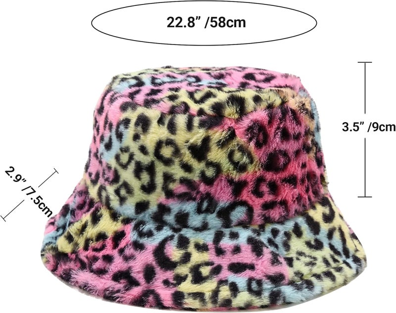 Umeepar Winter Faux Fur Fuzzy Bucket Hat Fluffy Warm Hat for Women Men - Image 2